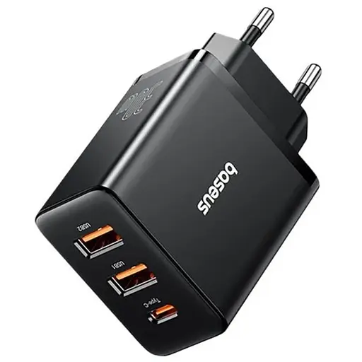 Зарядное устройство адаптер питания на 3 порта Baseus Cube Fast Charger 2U+C 30 W черный - фото 1