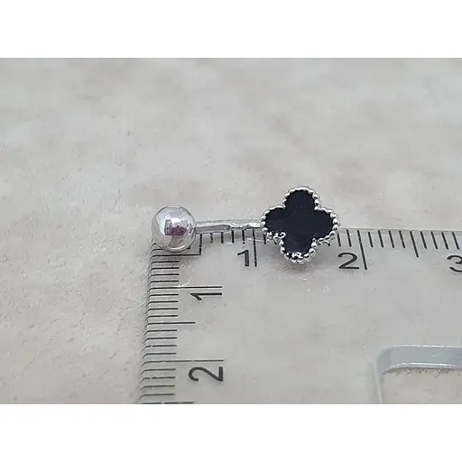 Серебряная серьга для пирсинга Астор пупка Клевер с эмалью. 9182766Р - фото 4