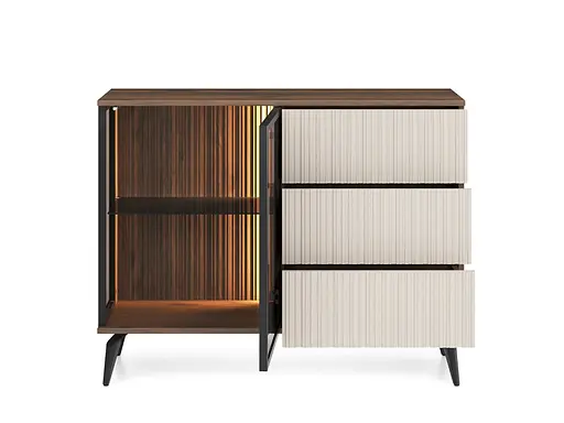 Комод з підсвіткою Вічі / Vici KSZ103 1-дверний з 3 шухлядами Горіх/кашемір Perfect Home Польща (PFH-091277) - фото 2