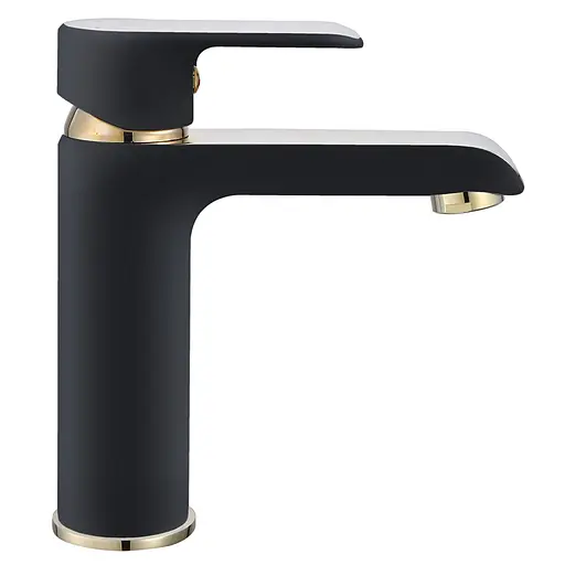 Смеситель для умывальника Rea Bloom низкий black/золото REA-B9933 Черный маовый - фото 3