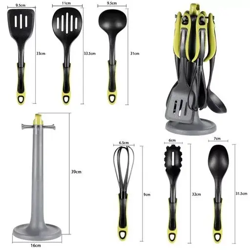 Набір кухонного приладдя Kitchen Tools Grandberg на підставці 7 предметів зелений - фото 9