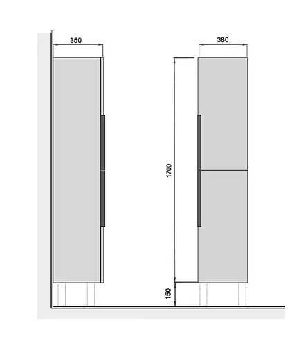 Пенал Мойдодир Rome П-38-U підвісний підлоговий графіт, Графит - фото 8
