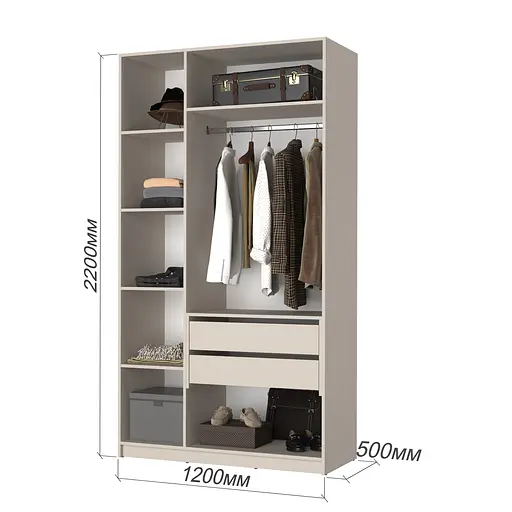 Шафа 3-дверна MebelStar Оскар Gloss BL-B, блок шухляд 120x52x220 см Антрацит/Альмонд (MBS-5200) - фото 3