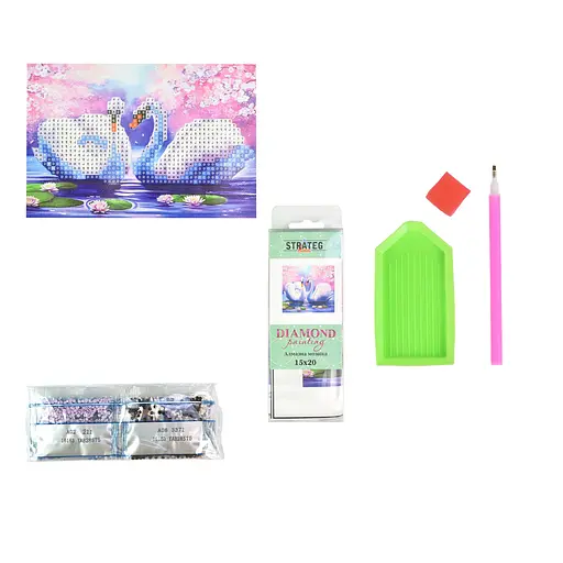 Алмазная мозаика Strateg ПРЕМИУМ Любовь как у лебедей без подрамника размером 10х15 см (YAB28575) - фото 2