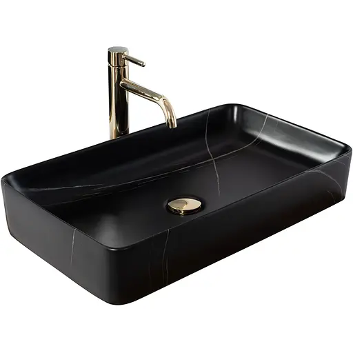 Умивальник Rea Denis black stone matt накладний REA-U6510, Чорний матовий - фото 1