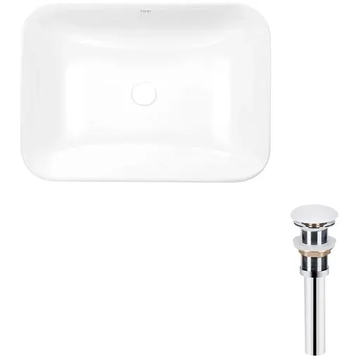 Комплект Qtap Scorpio: Раковина врезная прямоугольная 615х390х150 мм White + Донный клапан PU02 (QT1411K491WN47291) - фото 1