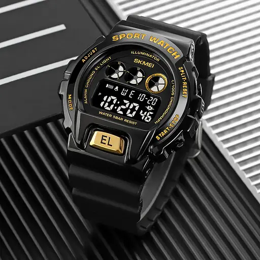 Чоловічий наручний годинник Skmei 1905 Чорний з золотистим - фото 6