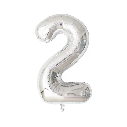 Шар воздушный фольгированный (102 см) Цифра 2 серебро