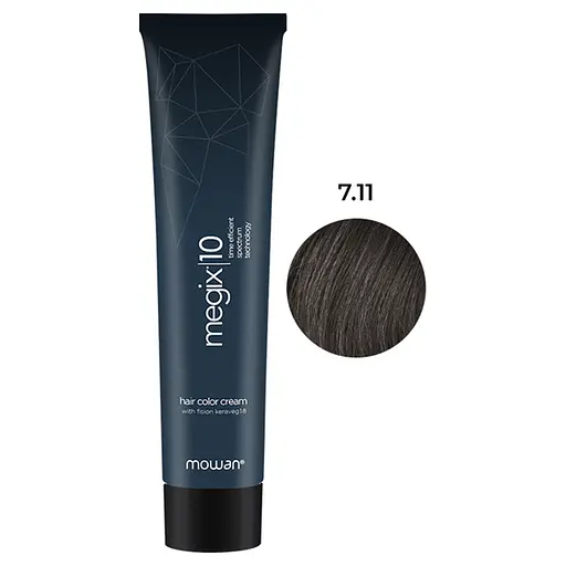 Краска для волос с низким содержанием аммиака Megix10 Mowan 7.11 средний интенсивный пепельный блонд 100 мл - фото 1