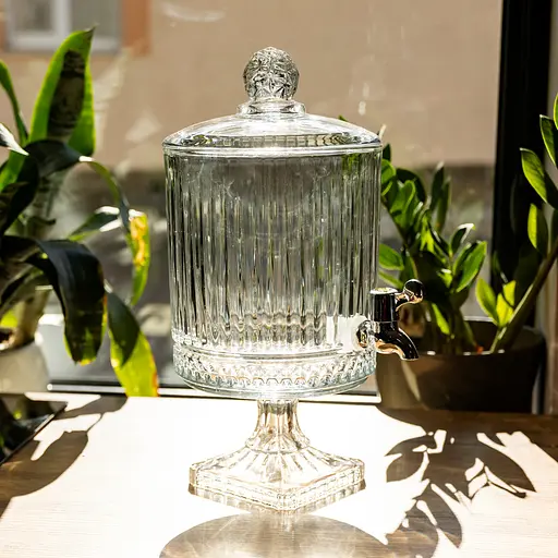 Лимонадниця з краном скляна 4.5 л диспенсер для напоїв лимонадник із краном Прозорий Yiwu HP-19-285 - фото 4