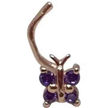 Золота сережка-пірсинг Dear в ніс Dear з фіанітами. 1041.14 Фіолетовий
