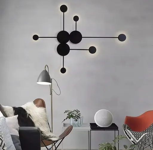 Мінімалістичний світлодіодний світильник на 6 плафонів в чорному кольорі Арт. WJ 013/6 BK Line F - фото 1