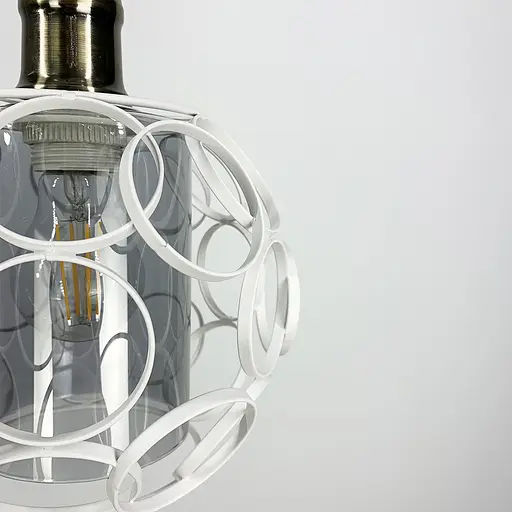 Підвіс в стилі Лофт у білому круглому корпусі Line.F Колір плафона Янтарний - фото 6