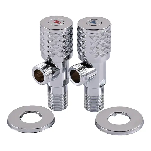 Набір кранів кутових Q Professional Exlusive кераміка 1/2″X1/2″ 9999 Chrome(1уп.) - фото 4