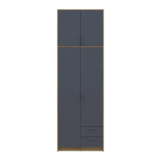 Шафа для одягу Doros Ронді з високою антресолею Дуб Артізан/Графіт 2 ДСП 82х52х260 (42005186) - фото 4
