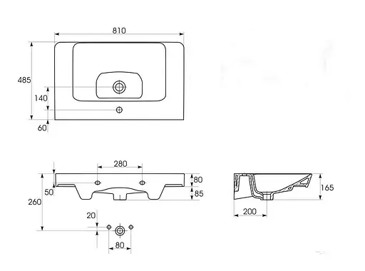 Тумба для ванної кімнати Cersanit Lara CET В390 з раковиною Mille 80 см Горіх S801-362 30412 - фото 5
