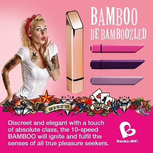 Потужний мінівібратор Rocks Off Bamboo Rose Gold 10 режимів роботи водонепроникний - фото 3