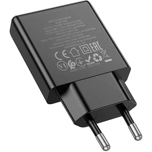 Ультратонкое двухпортовое зарядное устройство Hoco N38 Delgado Type-C 20 Вт и USB-A 18 Вт PD20W/PPS/QC3.0/FCP/AFC Black - фото 6
