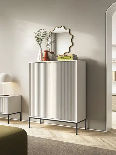 Комод высокий Perfect Home Новая/Nova 2-дверный с черными ножками K104 Кашемир (PFH-091236)