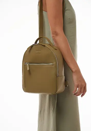 Кожаный рюкзак Groove S оливковый - фото 3