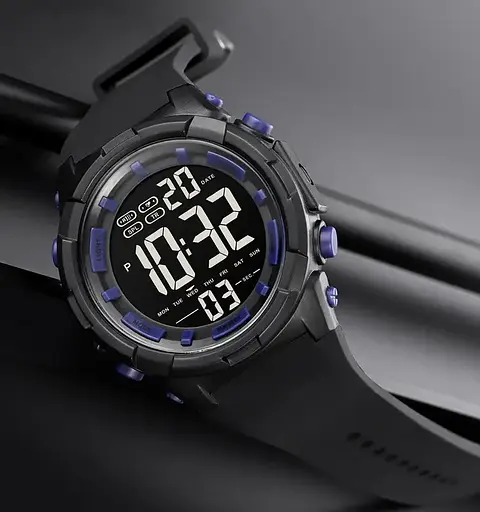 Чоловічий наручний годинник Skmei 1845 (Чорний з синім) - фото 6