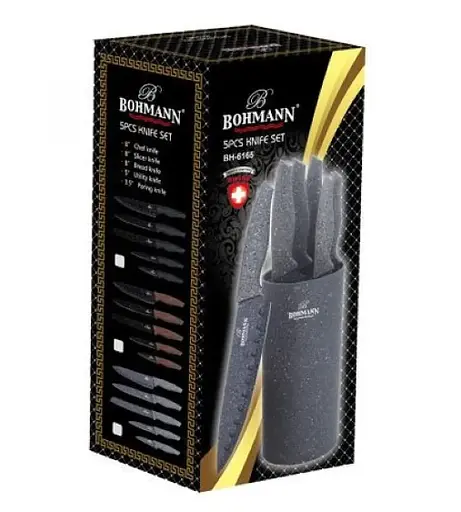 Набор ножей для кухни с подставкой Bohmann BH-6165 кухонные ножи и подставки - фото 1