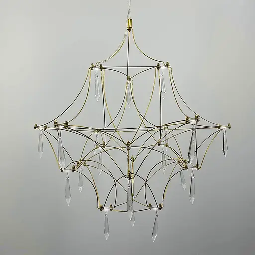 Дизайнерська невагома золота люстра d60 см | Арт. MJ 158-600 Titanium | Line F - фото 5