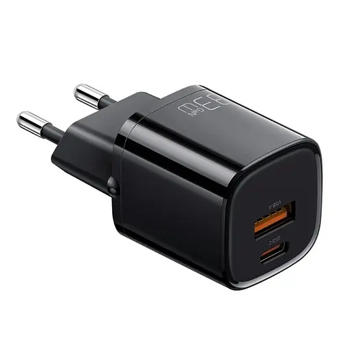 Мережевий зарядний пристрій McDodo Nano Series 33W PD + QC Dual Port Charger ( EU plug ) CH-0151 Чорний - фото 1