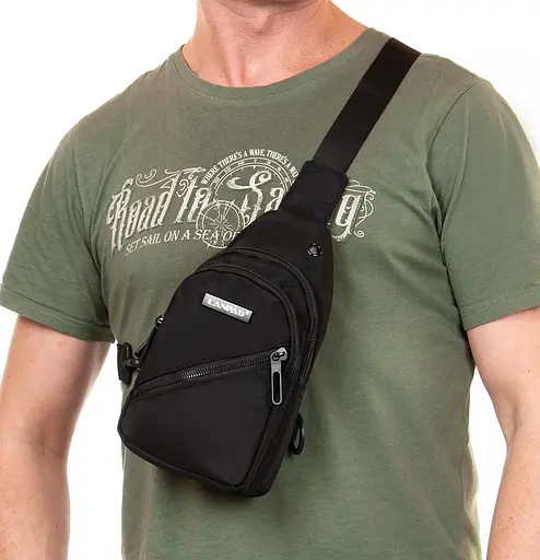 Небольшая сумка слинг Lanpad тканевая черный sum0028753 - фото 2