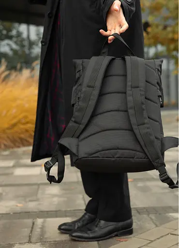 Мужской рюкзак ролл Sambag RollTop KZN черный тканевый 41 х 27 х 18 см (24300065m) - фото 6