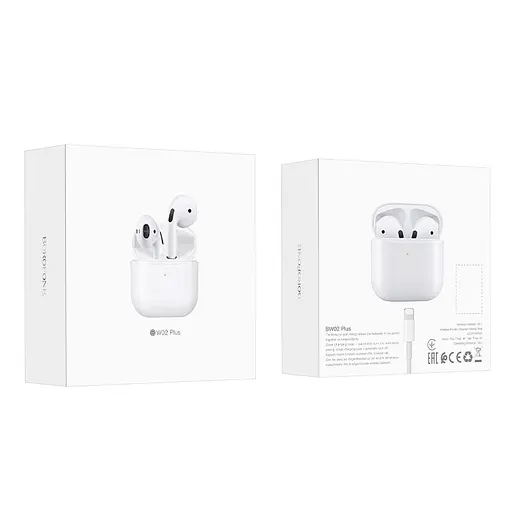 Наушники беспроводные Borofone BW02 Plus True TWS White - фото 6
