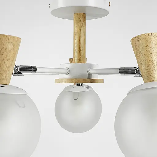 Белая люстра на 5 плафонов с элементами дерева Line.F 51899/5 - фото 5