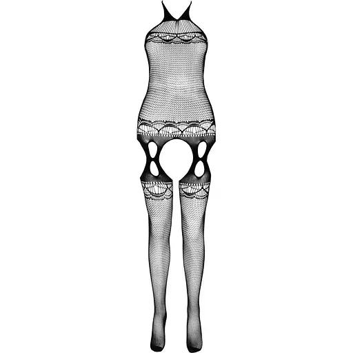 Бодистокинг Passion ECO BS006 Red, с доступом, халтер, имитация подвязок - фото 3