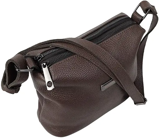 Женская кожаная сумка Borsacomoda на плечо темно-коричневая sum0028716 - фото 5