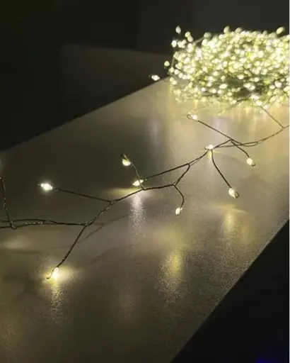 Гірлянда Роса мішура на зеленому проводі 30 метрів 900 LED Тепло білий - фото 2