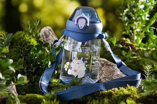 Бутылка для воды детская с трубочкой Ardesto Unicorn синяя 500 мл AR2250PU - фото 2