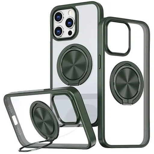 Чохол Epik TPU+PC Metal Ring with MagSafe для Apple iPhone 15 Pro 6.1 Зелений - фото 1