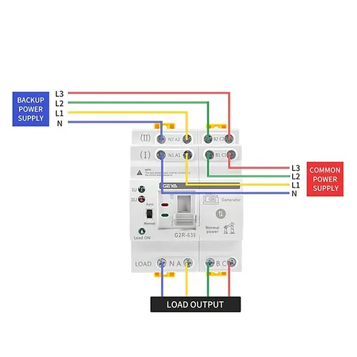 Автомат ввода резерва с автоматическим переключением на 3 фазы Geya G2R-63, 4 полюса, 63 Ампера, DIN (101232) - фото 4