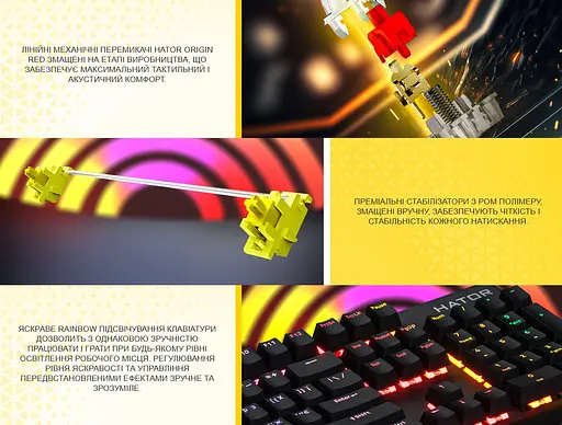 Клавиатура игровая механическая HATOR HTK-104UA USB Icefall Rainbow LED Black - фото 7