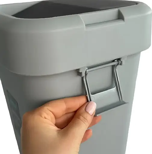 Мусорное ведро Motek на 8 л с поворотной крышкой 22.5х22.5х30 см Серый (COB-410)  - фото 5