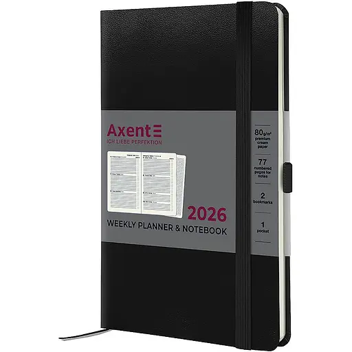 Щотижневик Axent 2026 Partner Strong 125 x 195 мм чорний (8505-26-01-A)