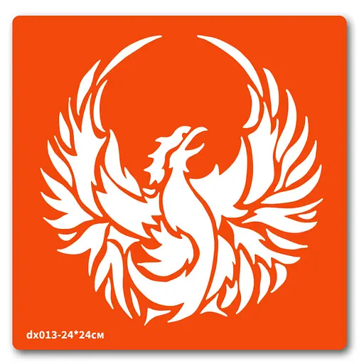 Трафарет для біо-тату Фенікс dx013-24*24см, розмір 24 х 24см