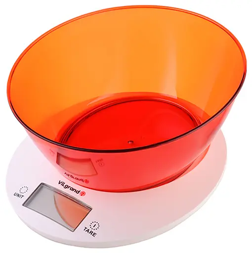Ваги кухонні електронні з чашею до 5 кг VKS-533С, ViLgrand Червоний 87464 - фото 1