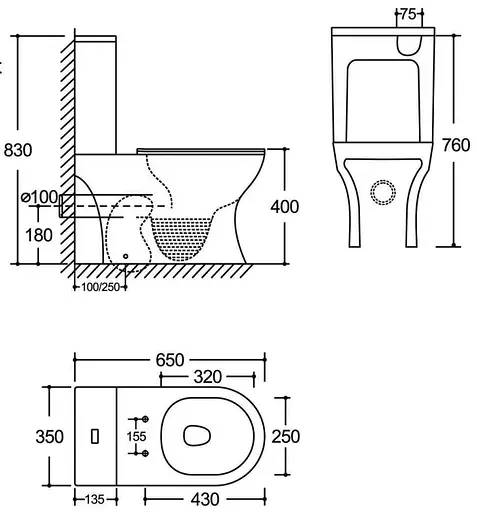Унитаз-компакт Mixxus Wave-0402-T3 650x350x830 мм система смыва Tornado 3.0 MI7037, Белый - фото 4