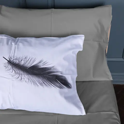 Наволочка MirSon Сатин 22-1400 Feather Touch 70х70 см сіра (2200010566529)