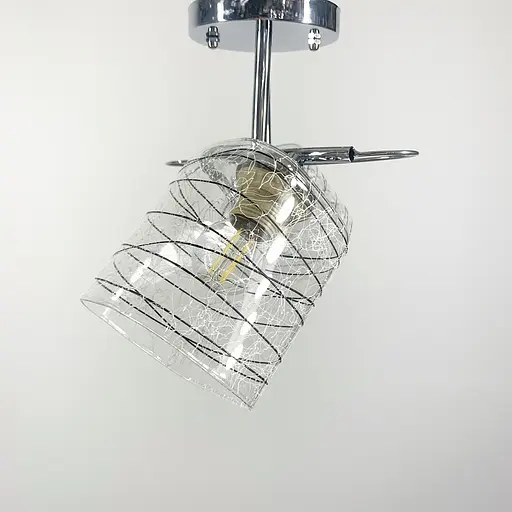 Люстра срібна на 2 плафони з чорно-білими візерунками | Line F | Арт. 9513/2 CH - фото 3