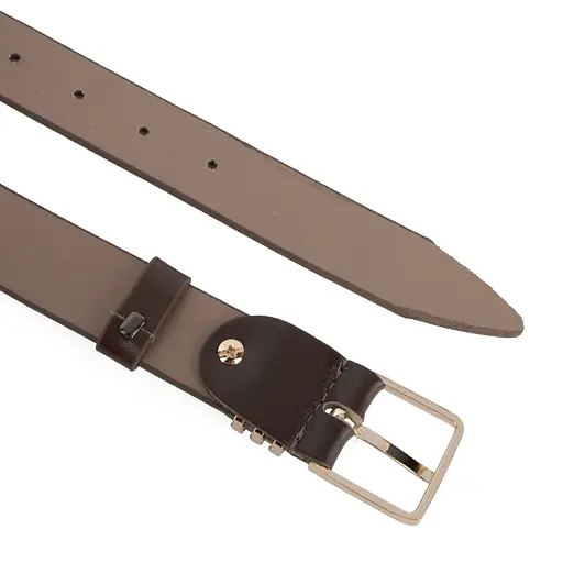 Ремінь жіночий шкіряний JK-3063 мокко із золотою пряжкою (115 см) - фото 4