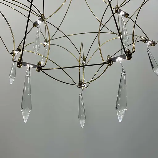 Дизайнерська невагома золота люстра d60 см | Арт. MJ 158-600 Titanium | Line F - фото 3