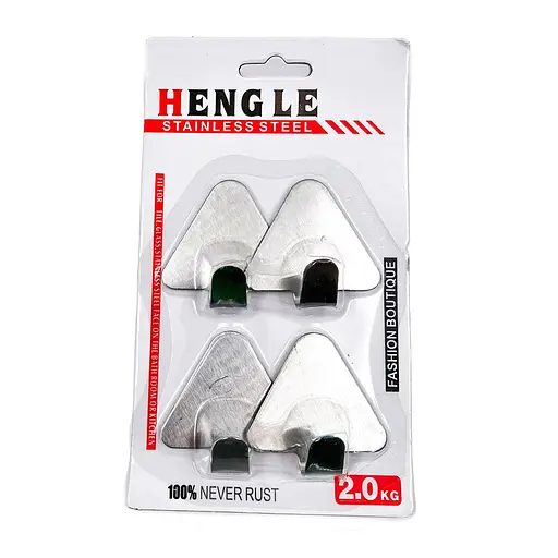 Набор из 4 крючков из нержавеющей стали для полотенец для ванной кухни с липучкой 5x5x2 см, Kitchen Master 86222 - фото 1