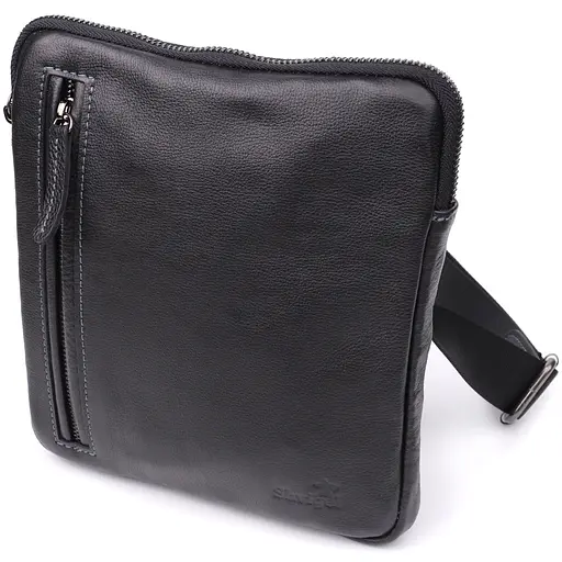 Сумка на плечо для мужчин из прочной зернистой кожи SHVIGEL 20х22х4 см sum0027432 - фото 1